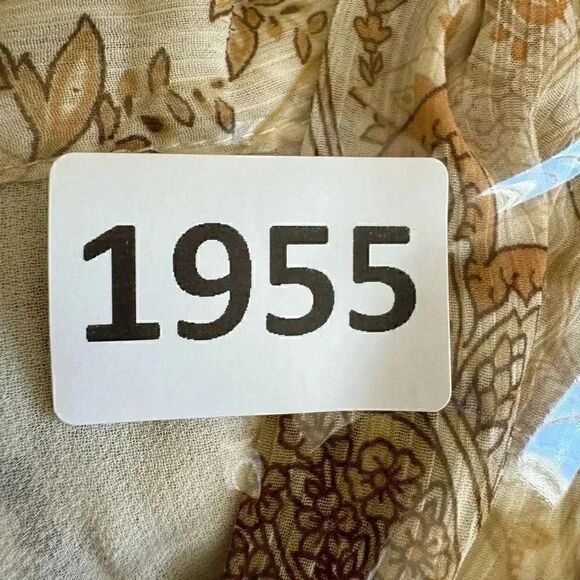 Joie PAISLEY PRINTED RETRO BLOUSE Linen IN BROWN Cream SZ L #1955 - Picture 10 of 11